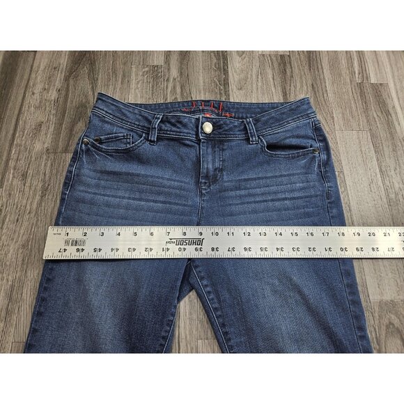 (3/$35) ELLE Jeans Womens 10 Blue Medium Wash Mid Rise Skinny Stretch Straight - Picture 8 of 11